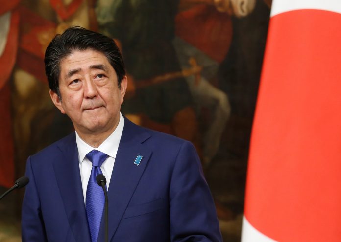 Japan's PM Abe attends a joint news conference in Rome