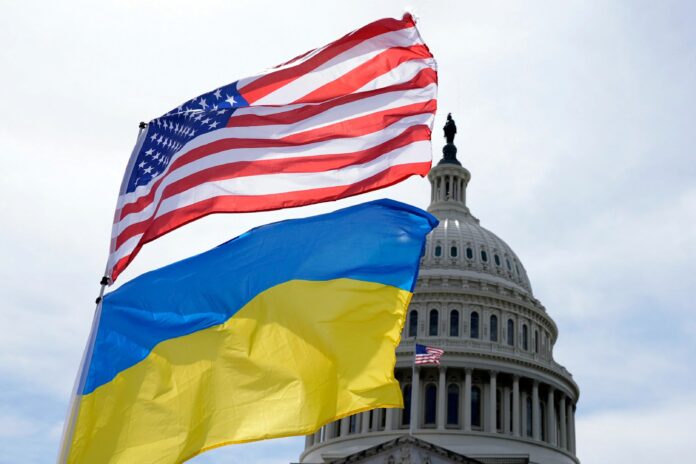 Zastave SAD Amerike i Ukrajine